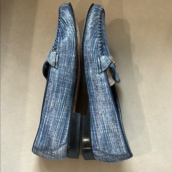 Escada Blue Loafers with Silver Buckle - Picture 5 of 7